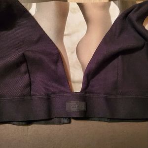 SKIMS NWT Soft Cotton-blend Ribbed Plunge Bralette Large Black Color